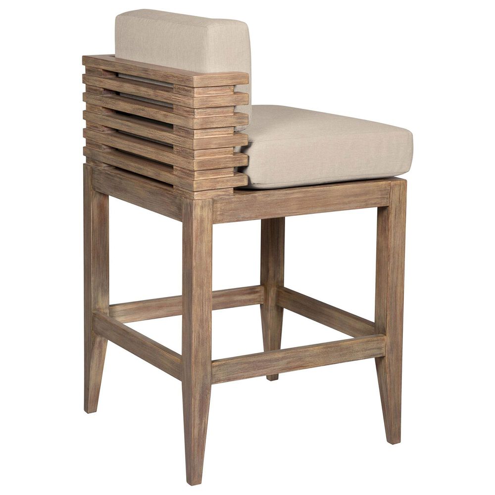 Armen Living Vivid Patio Bar Stool with Taupe Cushion in Brown, , large