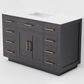 Lexora Home Abbey 48" Single Bathroom Vanity in Black Oak with 2 cm White Carrara Marble Top and Rectangular Sink, , large