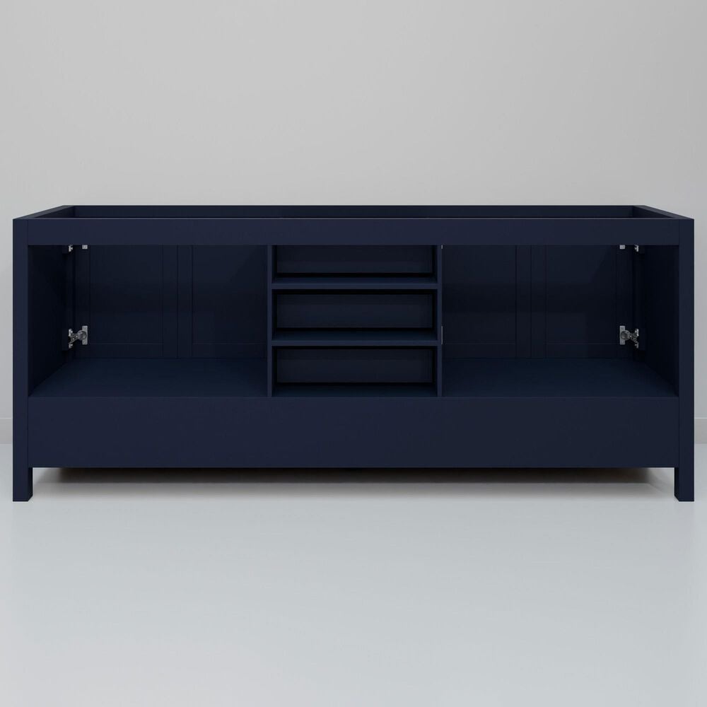 Lexora Home Jacques 72&quot; Double Bathroom Vanity in Navy Blue with 2 cm White Carrara Marble Top and Rectangular Sinks, , large