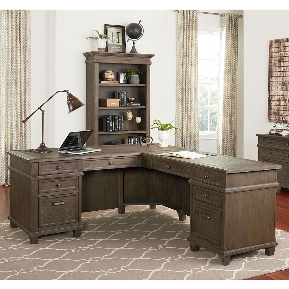 Wycliff Bay Carson L-Shaped Right Return Desk in Weathered Dove, , large