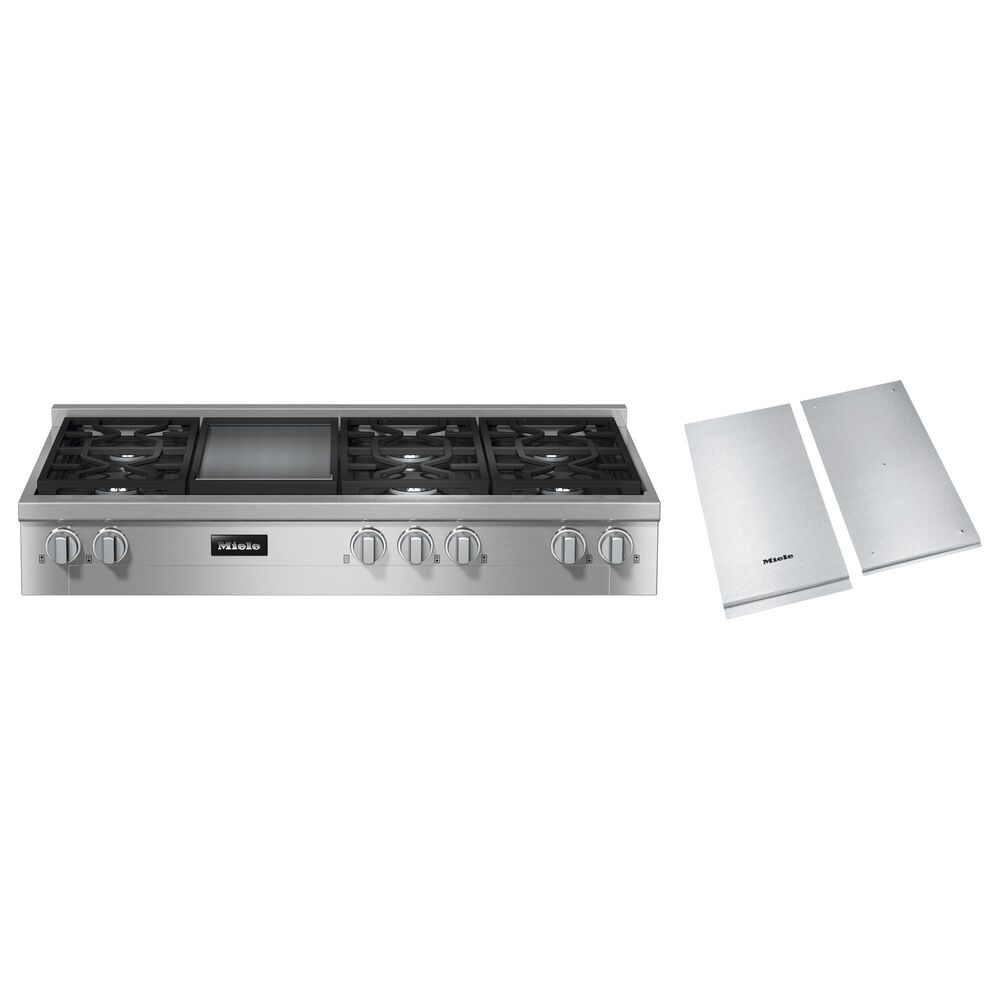 Miele 48" Natural Gas Rangetop with Broil-Griddle Cover in Stainless Steel and Black, , large