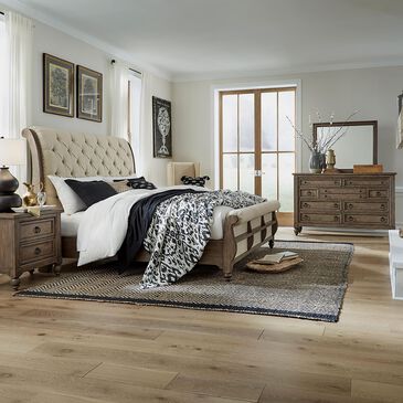 Belle Furnishings Americana Farmhouse 4 Piece King Bedroom Set in Dusty Taupe and Black, , large