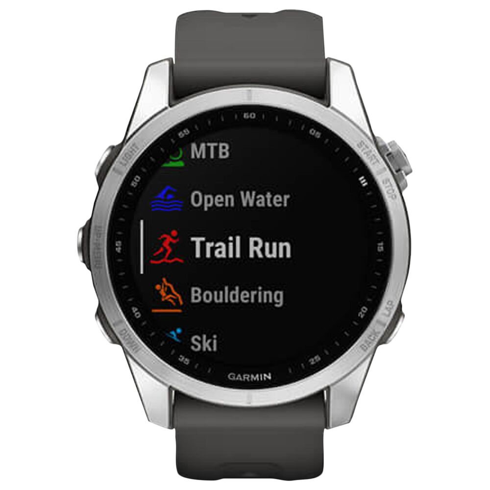 Garmin Fenix 7S Standard Edition Smartwatch in Silver with Graphite Band, , large