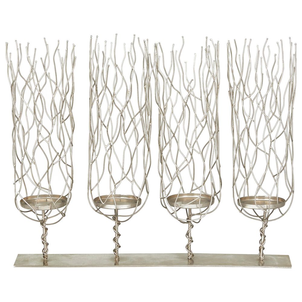 Maple and Jade 4 Open-Style Branched Tree Candle Holder in Silver, , large