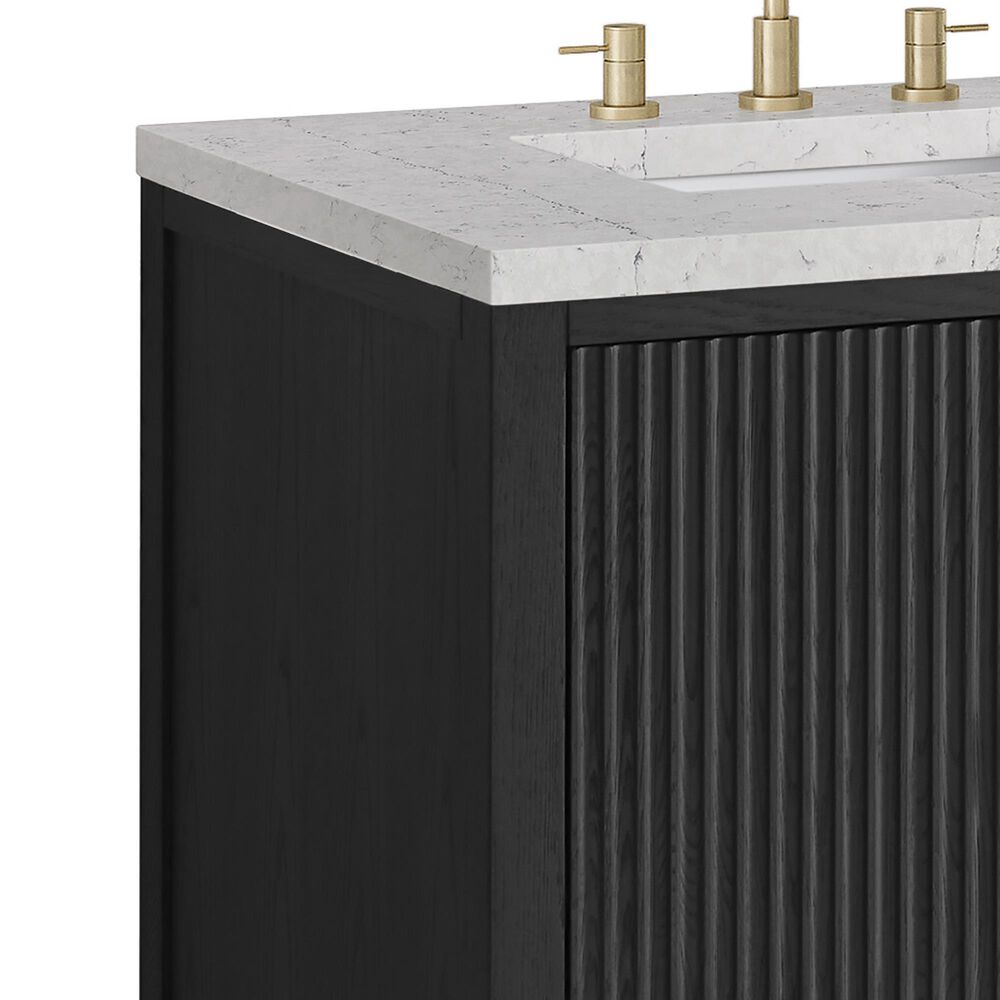 James Martin Vanities Myrrin 60&quot; Double Vanity in Carbon Oak with 3 cm Eternal Jasmine Pearl Quartz Top, , large
