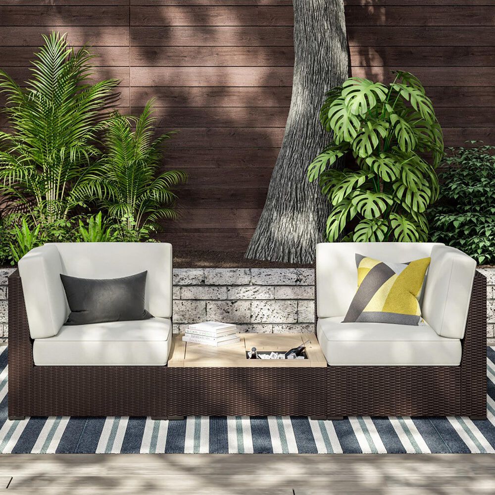 Homestyles Palm Springs 3-Piece Patio Set in Brown, , large