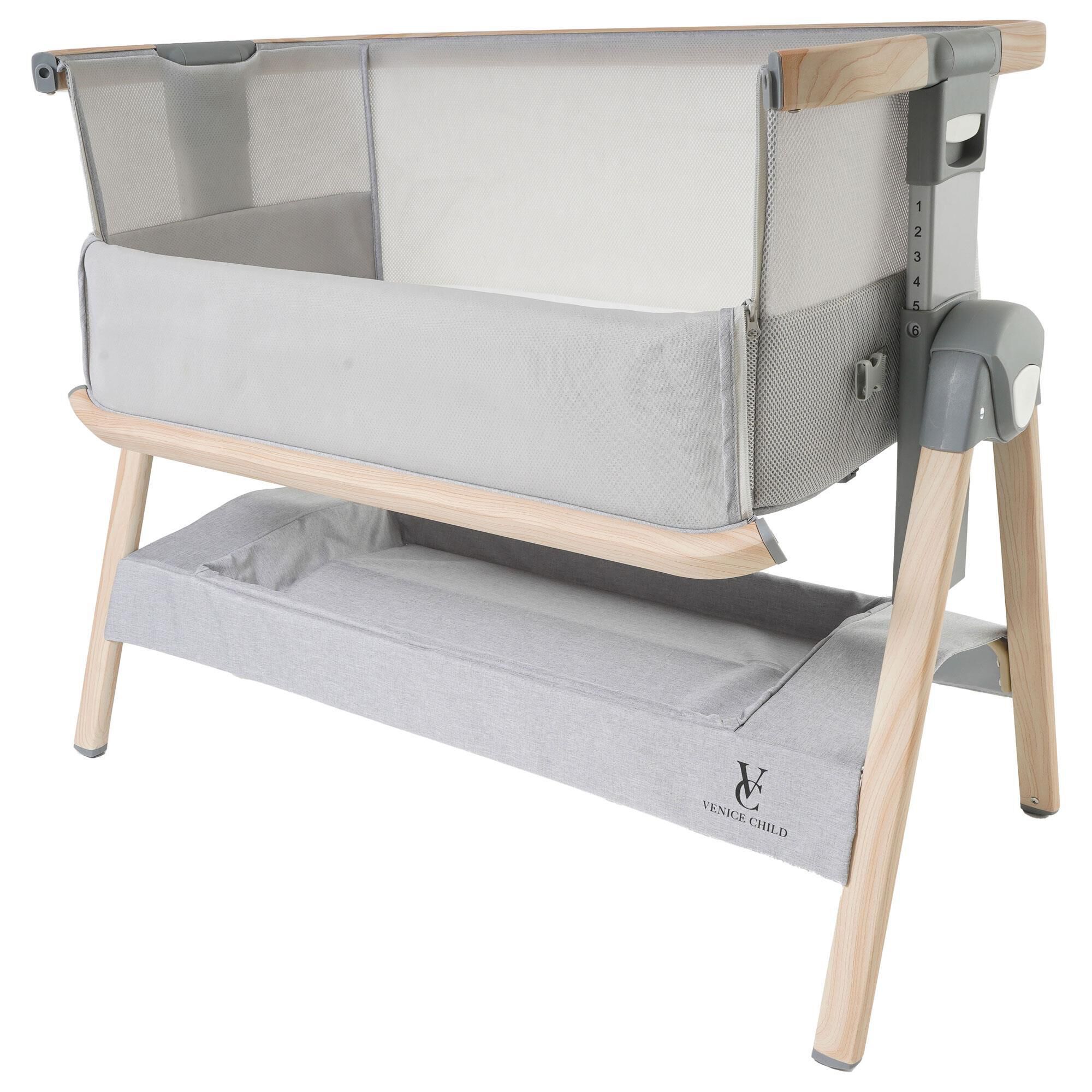 Venice Child California Dreaming Bedside Bassinet in Gray Wood Shop NFM