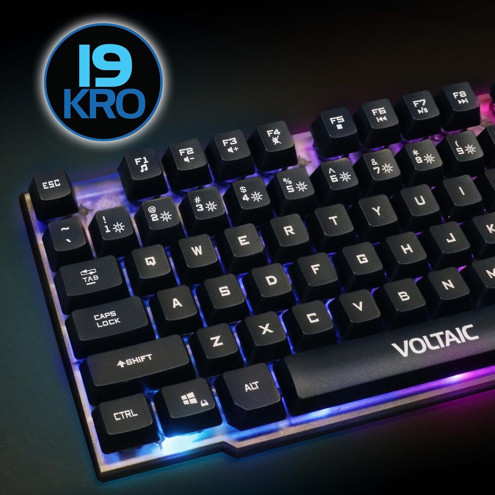 Enhance Voltaic 2 Mechanical-Feel Gaming Keyboard in Black and Clear, , large
