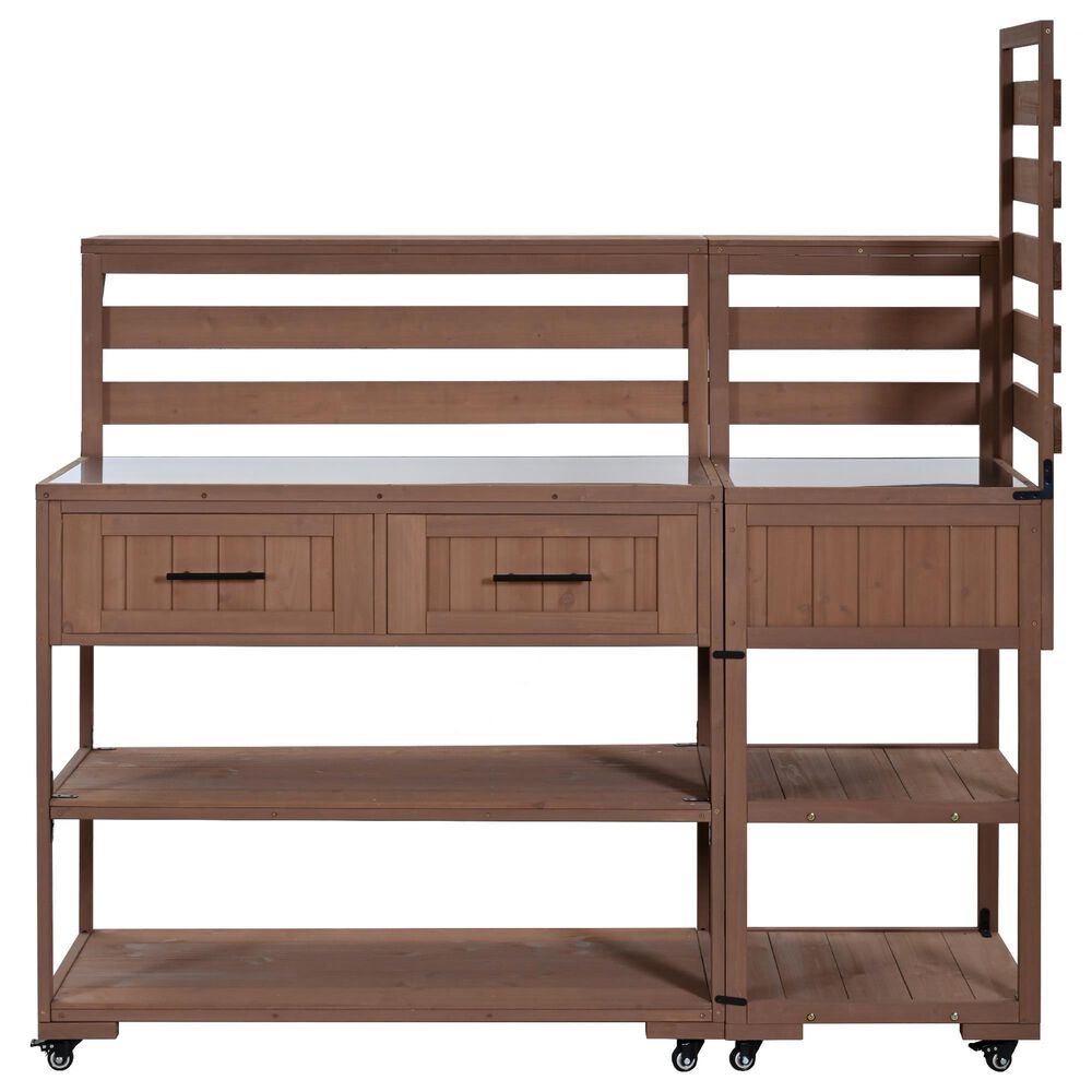 HOMLUX 62.3'' Outdoor Kitchen Island in Brown, , large