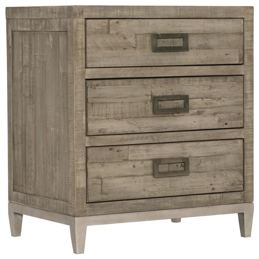 Bernhardt Highland Park Shaw 3-Drawer Nightstand in Morel and Glazed Silver, , large
