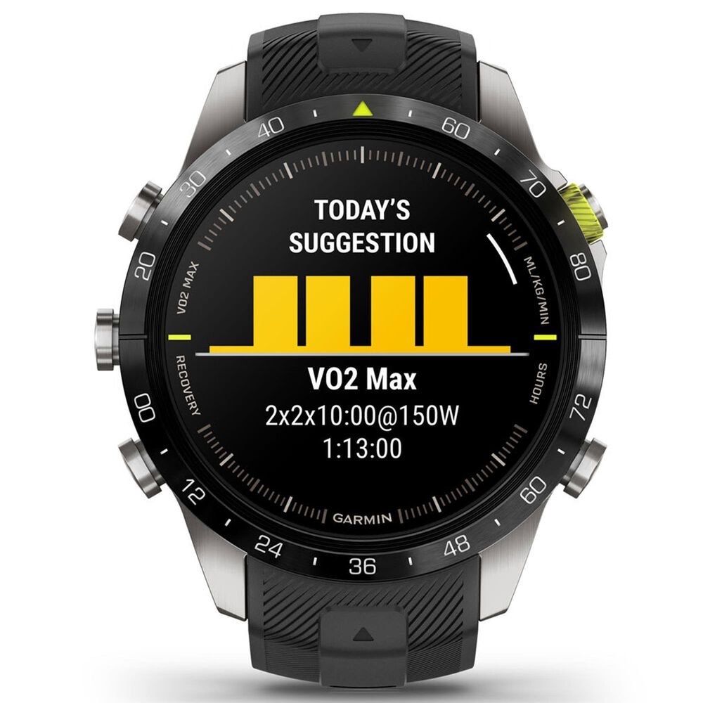 Garmin MARQ 2 Athlete AMOLED Smartwatch Grade 5 Titanium Bezel Case with Silicone Band in Black, , large