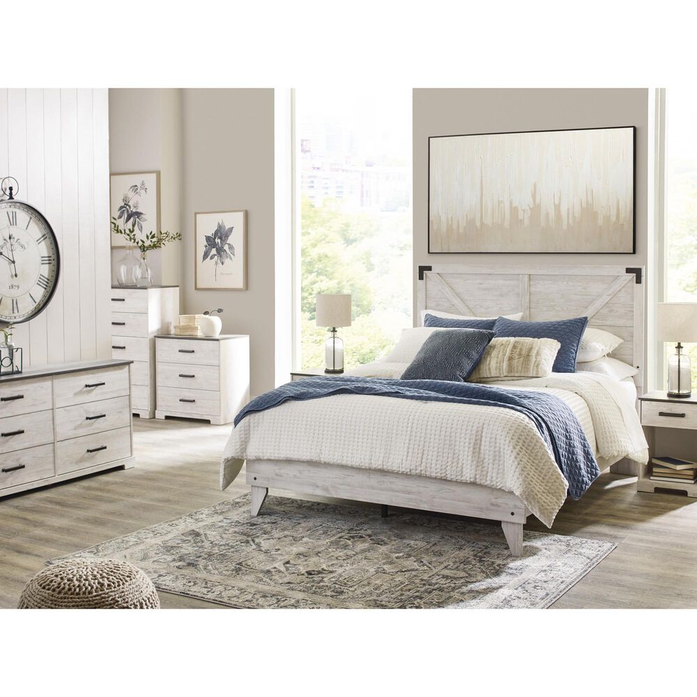 Ashley Shawburn 3-Piece Queen Bedroom Set in Whitewash and Charcoal Gray, , large