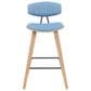 Armen Living Fox Counter Height Stool with Light Blue Upholstery in Patterned Oak, , large