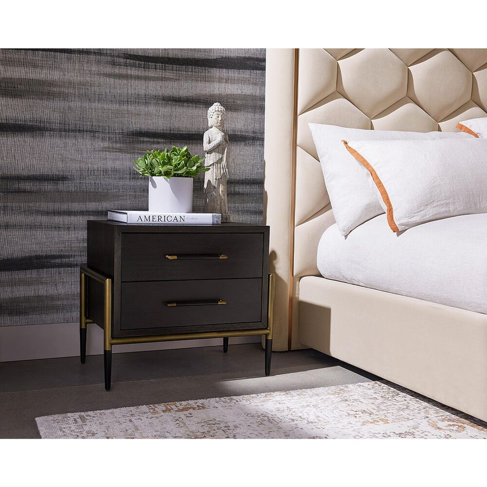 37B Weldrick 2-Drawer Nightstand in Black and Antique Brass, , large