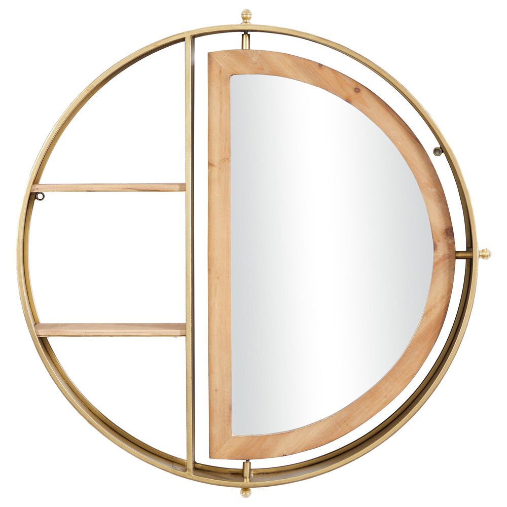 Maple and Jade 28&quot; x 27&quot; Wall Shelf in Gold, , large