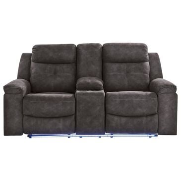 Ashley Brysonview Manual Double Reclining Loveseat with Console in Charcoal, , large