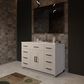 Lexora Home Abbey 48" Single Bathroom Vanity in White Oak with 2 cm White Quartz Top and Rectangular Sink, , large