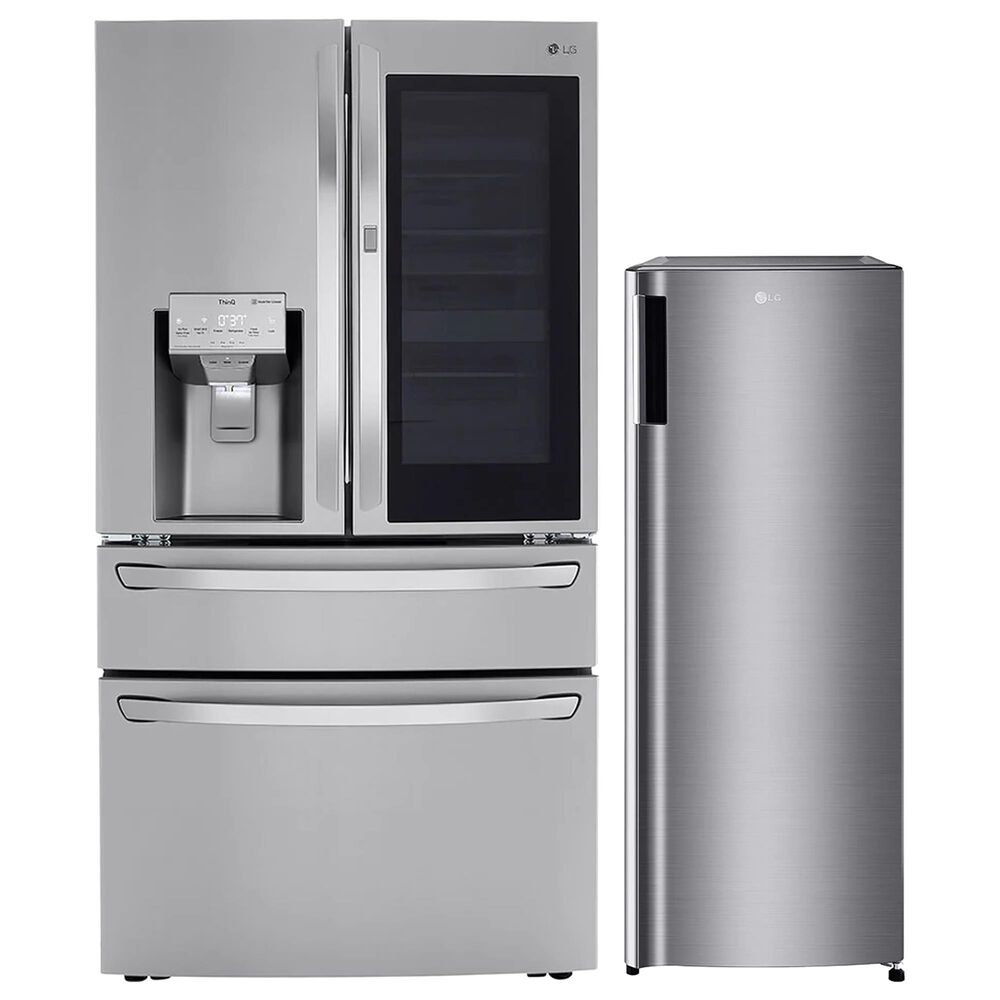 LG 2-Piece Kitchen Package with 22.3 Cu. Ft 4-Door French Door Refrigerator and Single Door Freezer in Stainless Steel, , large