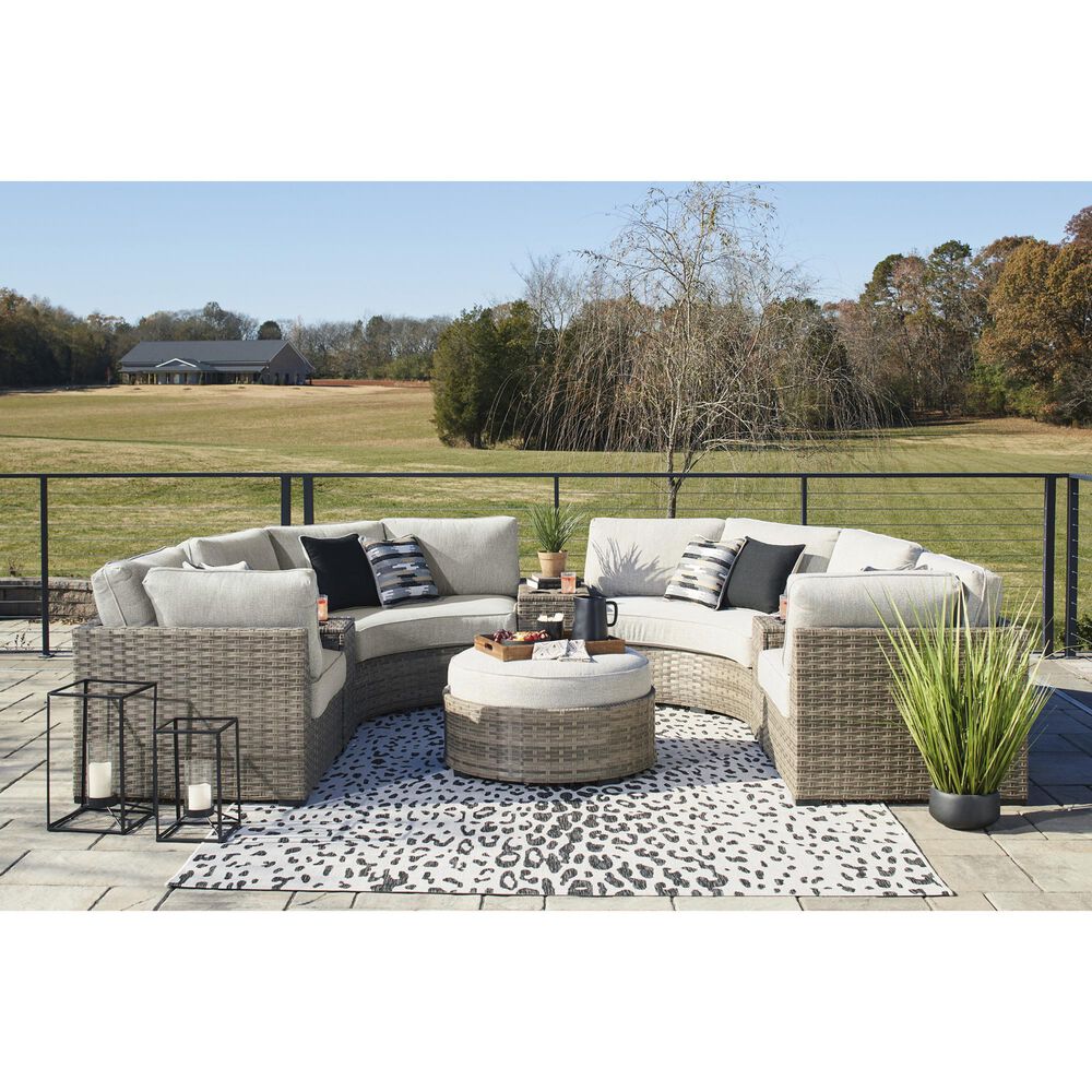 Ashley Calworth Patio Ottoman in Light Brown, , large