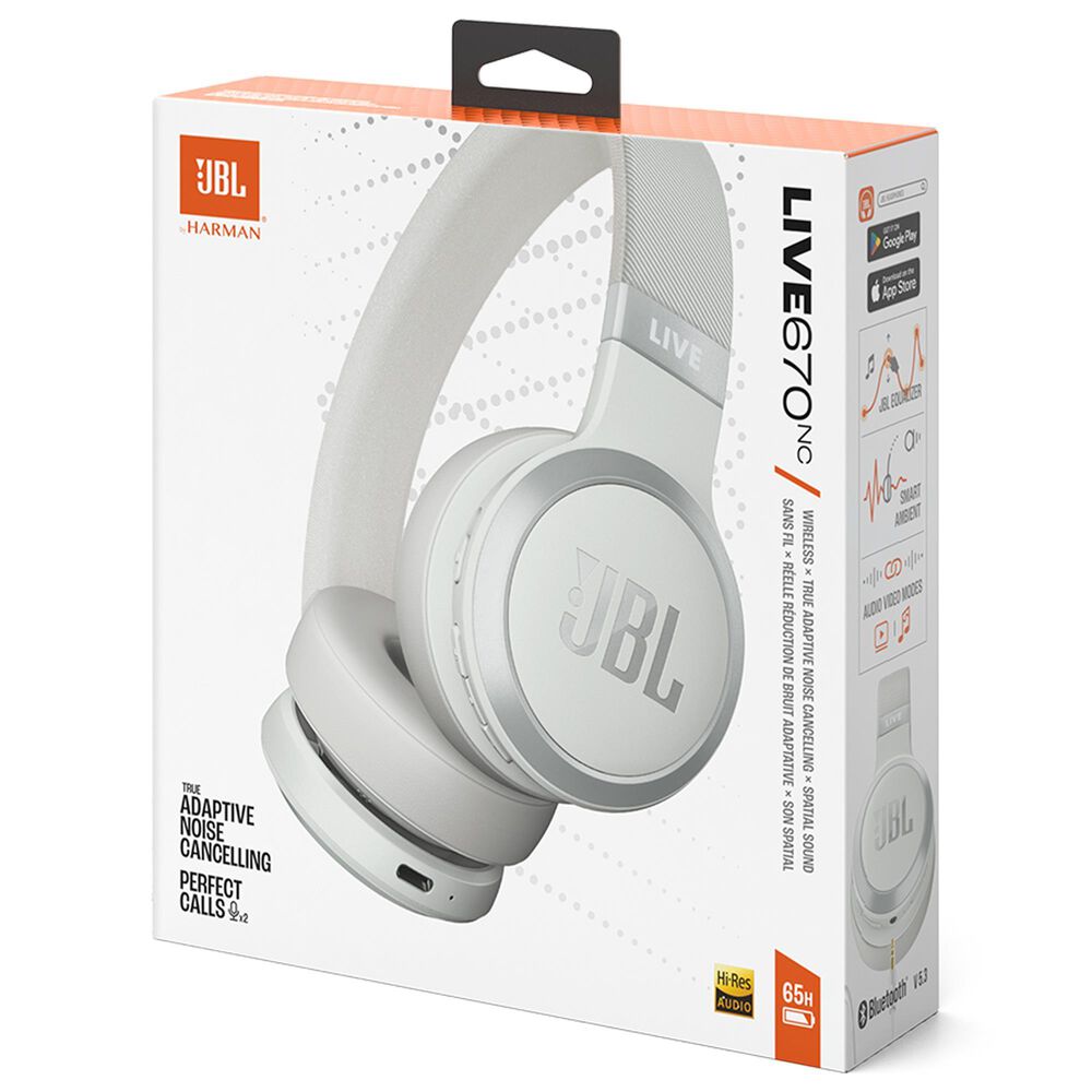 JBL Wireless On-Ear Headphones with True Adaptive Noise Cancelling in White, , large