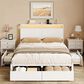 HOMLUX 4-Drawer Queen Storage Bed with LED Headboard and Charging Station in White, , large