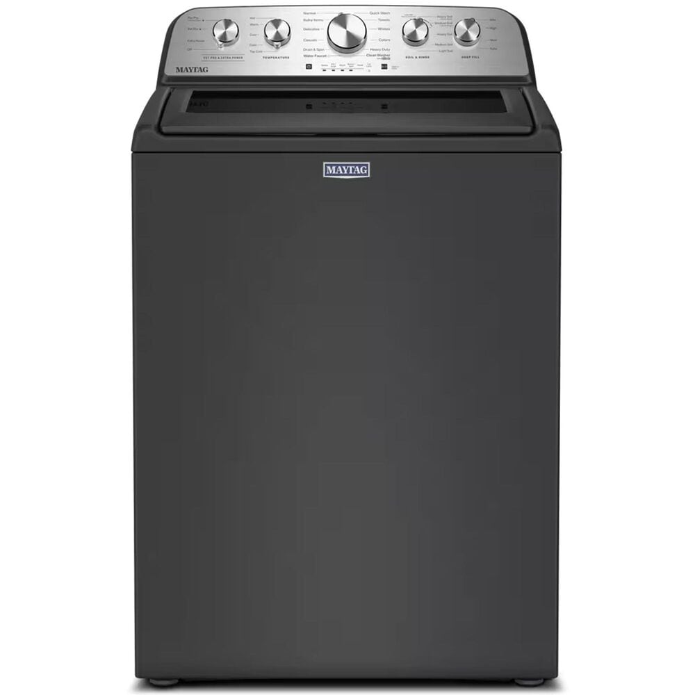 Maytag 4.7 Cu. Ft. Top Load Pet Pro Washer and 7 Cu. Ft. Front Load Electric Dryer with Pet Pro Option in Volcano Black, , large