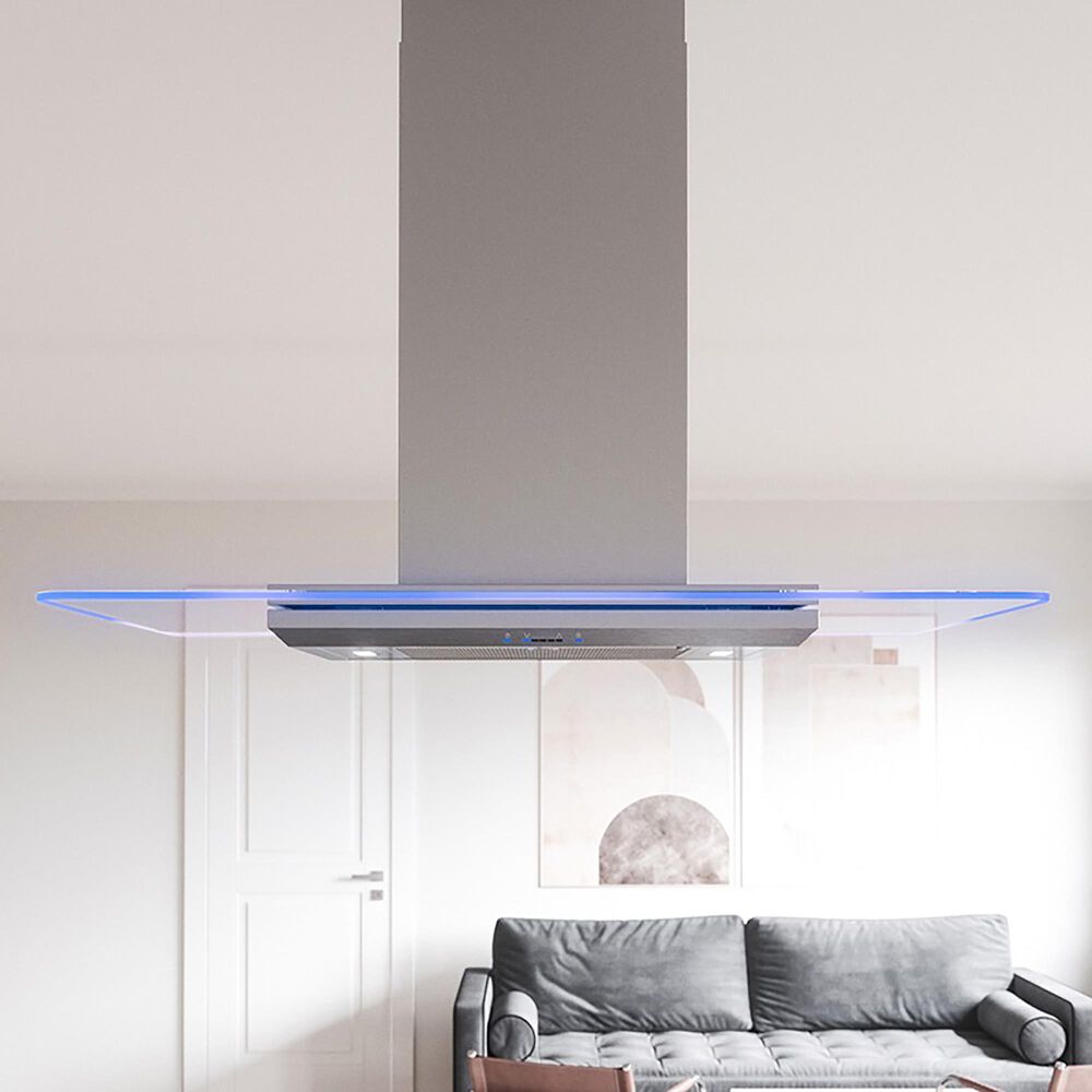 Zephyr 42" Verona Color Changing Island Mount Range Hood in Stainless Steel, , large