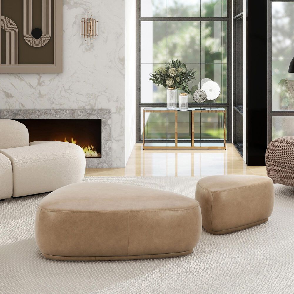 Jennifer Taylor Home Pebble 44&quot; Cocktail Ottoman in Tuscan Tan Brown, , large