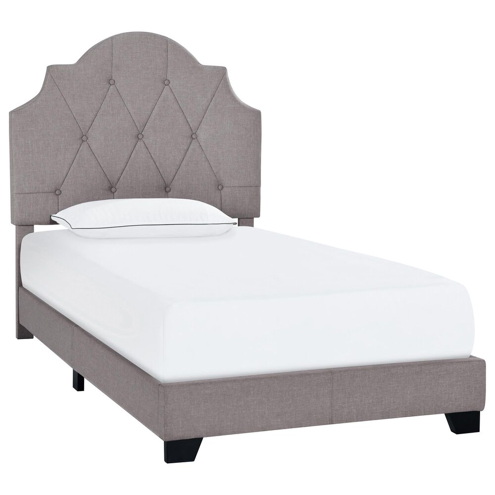 Accentric Approach Twin Upholstered Panel Bed in Gray, , large