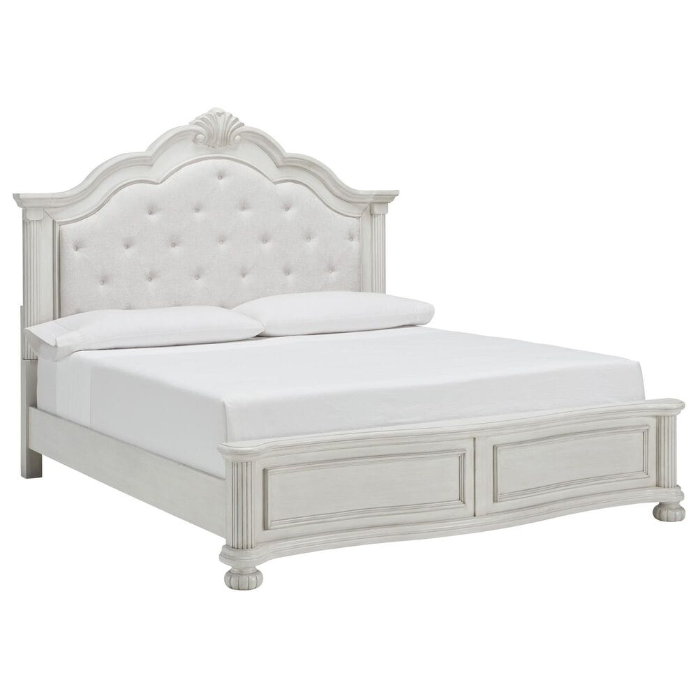 Ashley Montelaine King Upholstered Panel Bed in Antique White, , large
