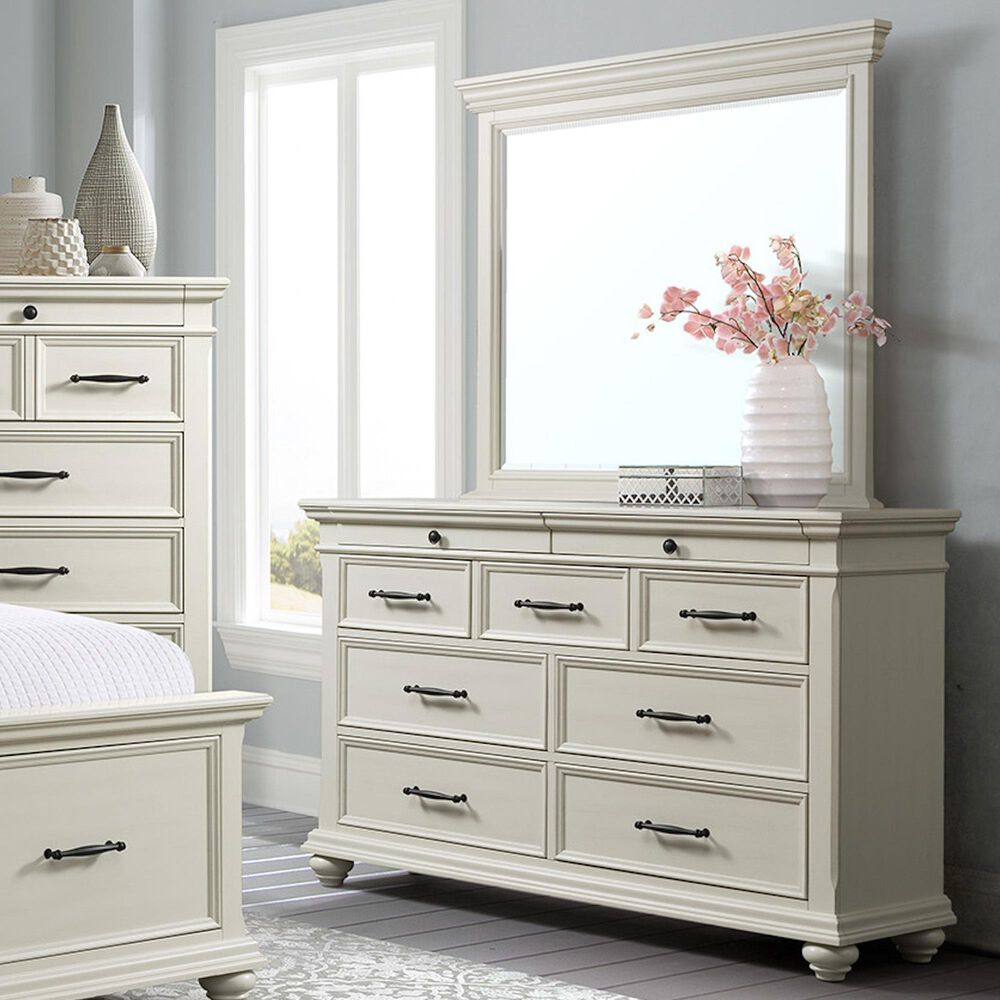 Mayberry Hill Slater Dresser and Mirror in Antique White, , large