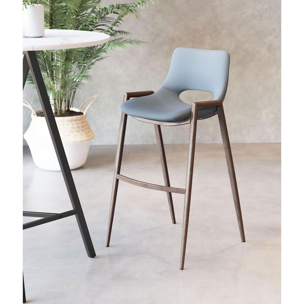 Zuo Modern Desi Bar Chair in Gray and Dark Brown &#40;Set of 2&#41;, , large