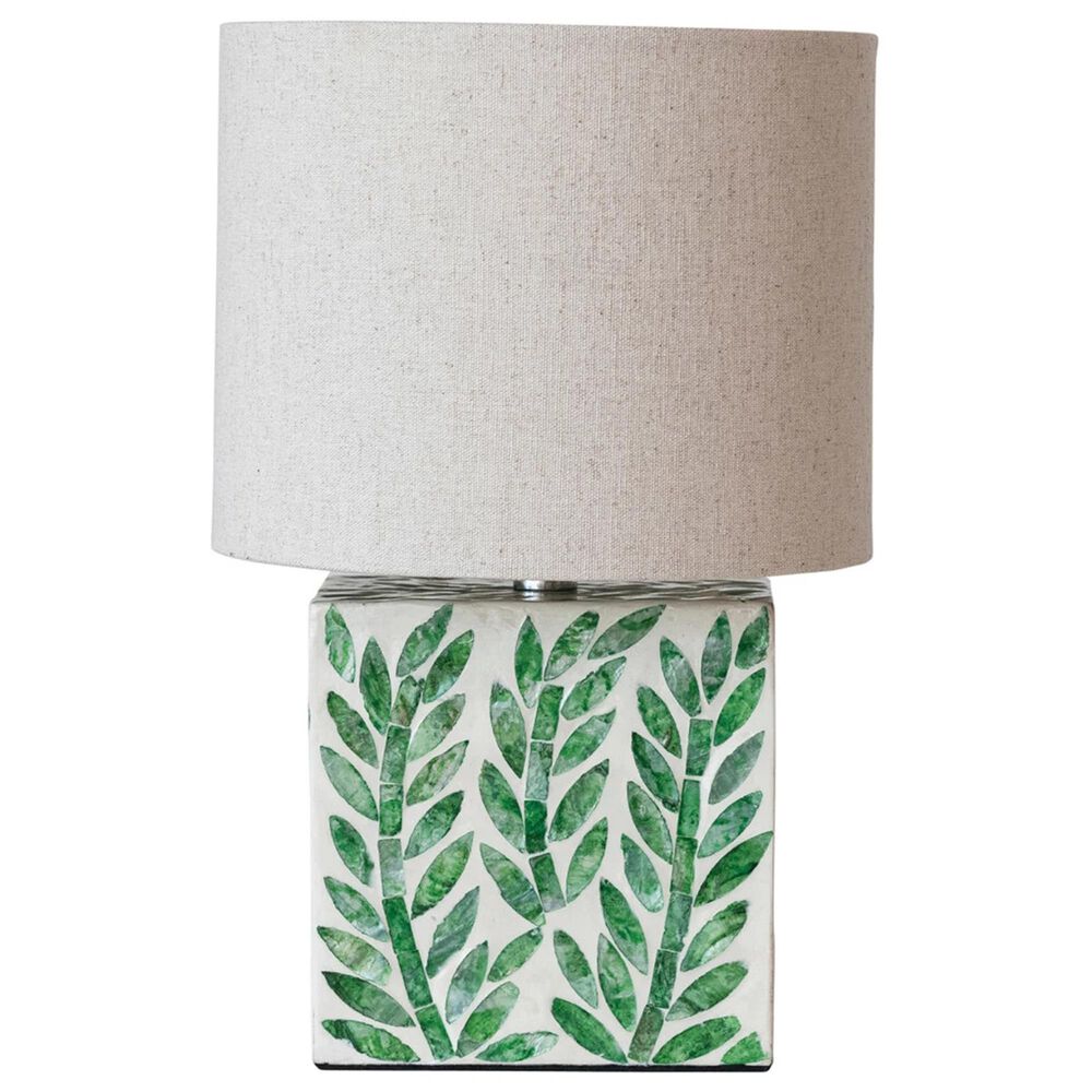 Teak Interiors Magpie Table Lamp in Natural and Green, , large