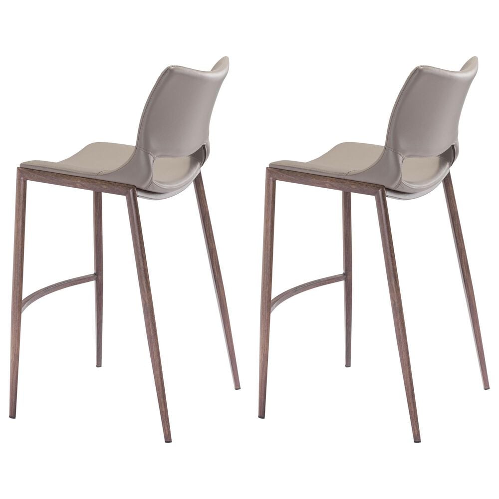 Zuo Modern Ace Bar Stool in Gray and Dark Brown &#40;Set of 2&#41;, , large