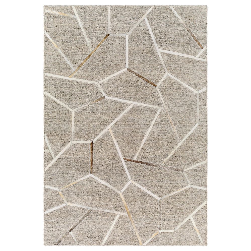 Surya Eloquent 10" x 14" Medium Gray, Light Beige and Black Area Rug, , large