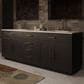Lexora Home Abbey 84" Double Bathroom Vanity in Black Oak with 2 cm White Cultured Marble Top and Rectangular Sinks, , large