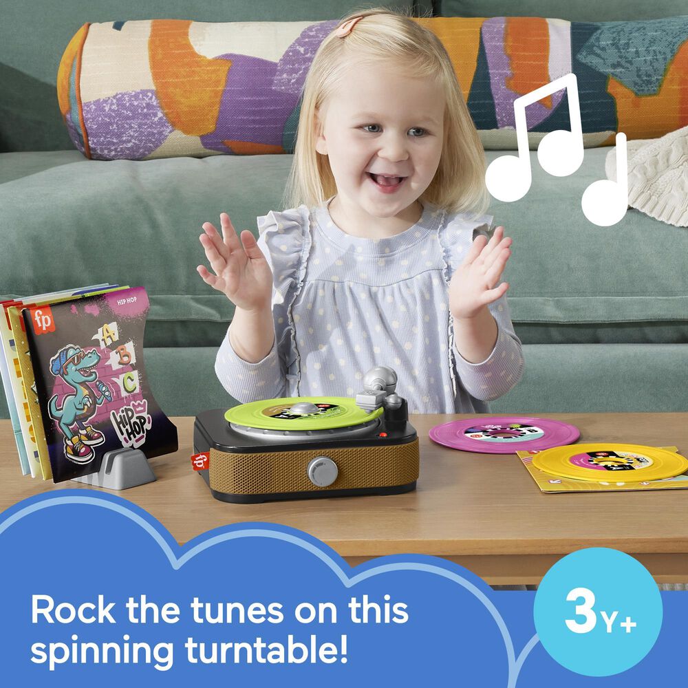 Fisher Price Rockin&#39; Record Player Musical Toy for Preschool Pretend Play, , large