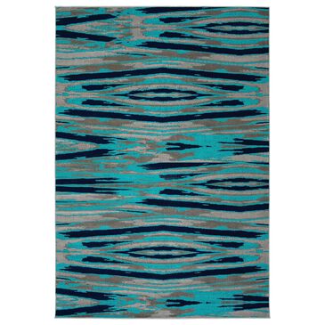 Kaleen Rugs Ostinata 2"2" x 7"6" Turquoise, Navy, Grey and Silver Indoor/Outdoor Runner, , large