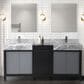 Lexora Home Zilara 72" Double Bathroom Vanity in Black and Grey with 11 cm Castle Grey Marble Top and Rectangular Sinks, , large