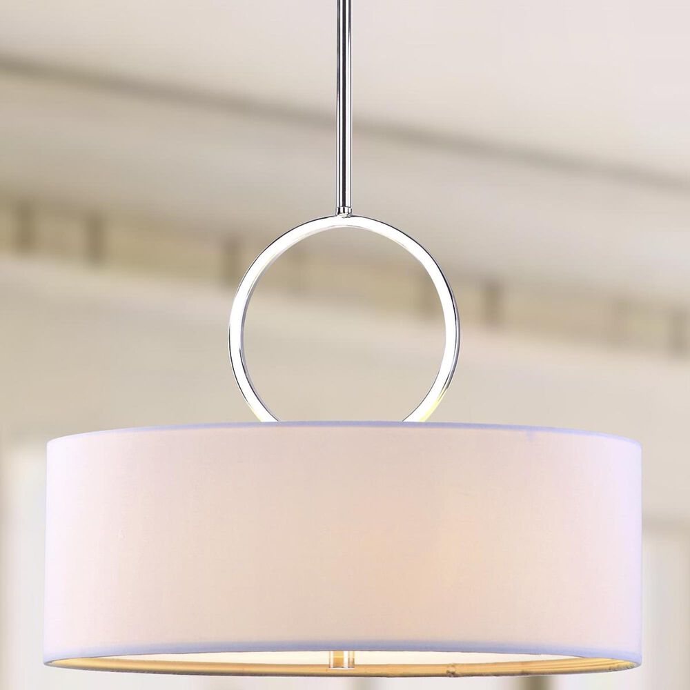 Safavieh Debonair 3-Light 18" Drum Adjustable Pendant in Chrome, , large