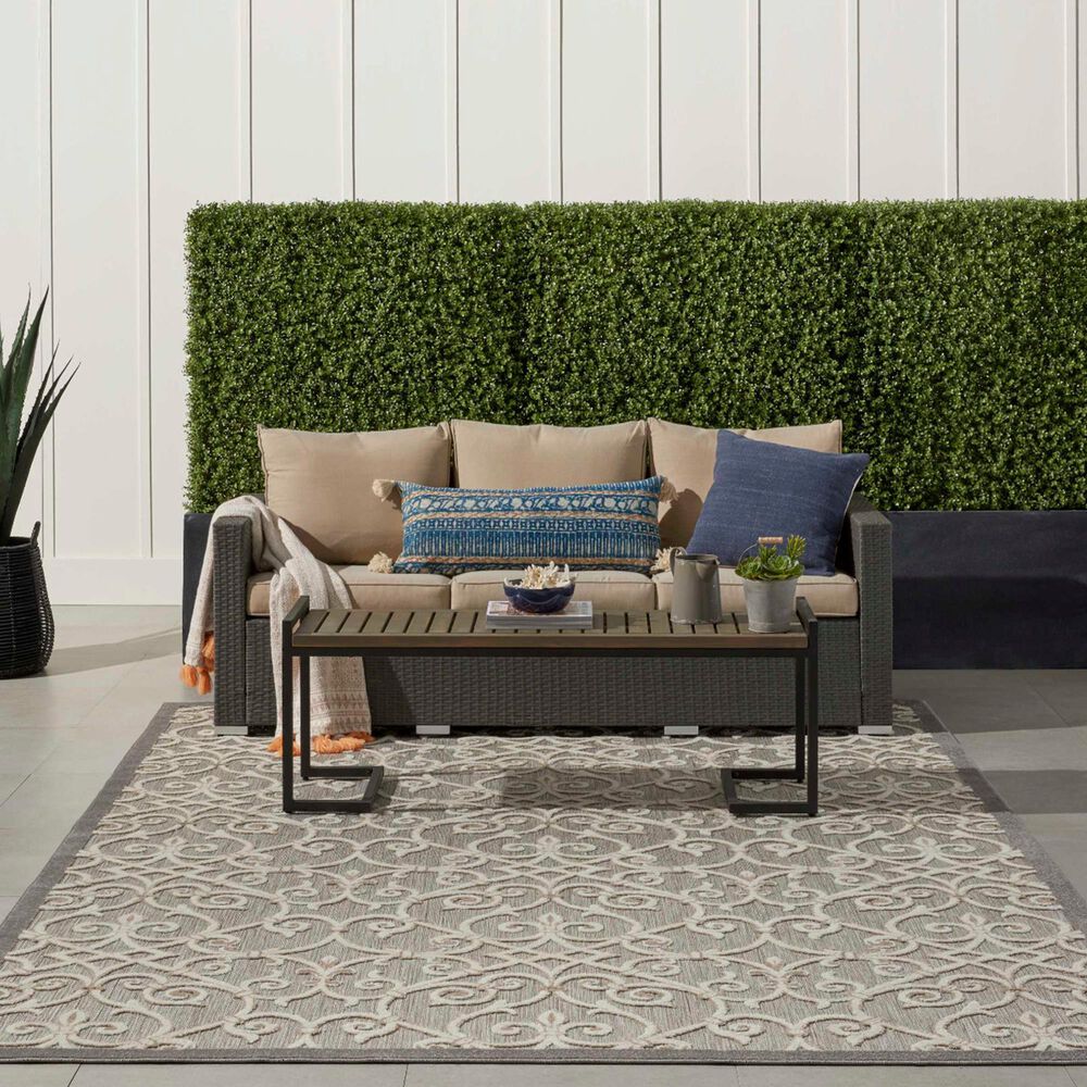 Nourison Aloha Damask 7&#39;10&quot; x 10&#39;6&quot; Natural Indoor/Outdoor Area Rug, , large