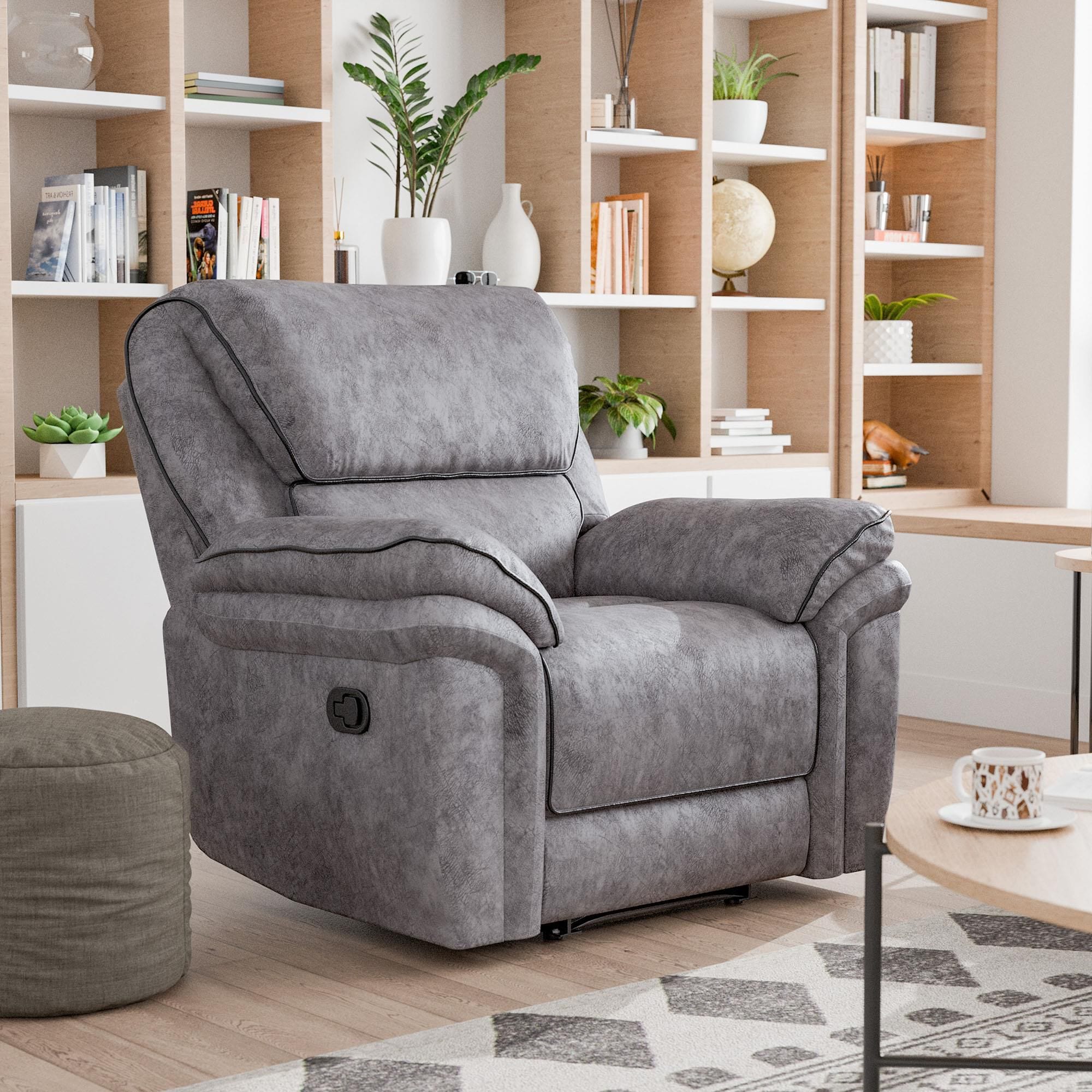 Furniture of America Byron 3 Piece Manual Reclining Living Room Set in Gray NFM