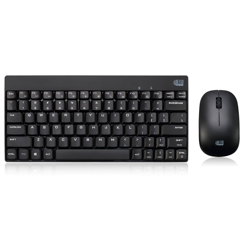 Adesso Wireless Mini Keyboard and Mouse Combo in Black, , large