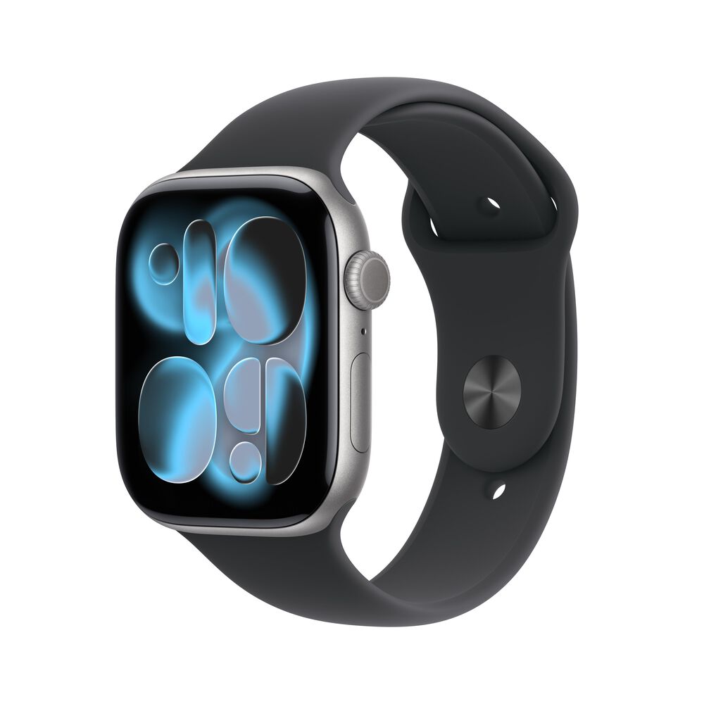 Apple Watch Series 11 (GPS) 46mm Space Gray Aluminum Case with Black Sport Band - S/M - Space Gray - (2025)(Pre-Order), , large