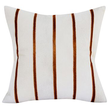 L.R. Home 18" x 18" Stripe Faux Cowhide Throw Pillow in Ivory and Brown, , large