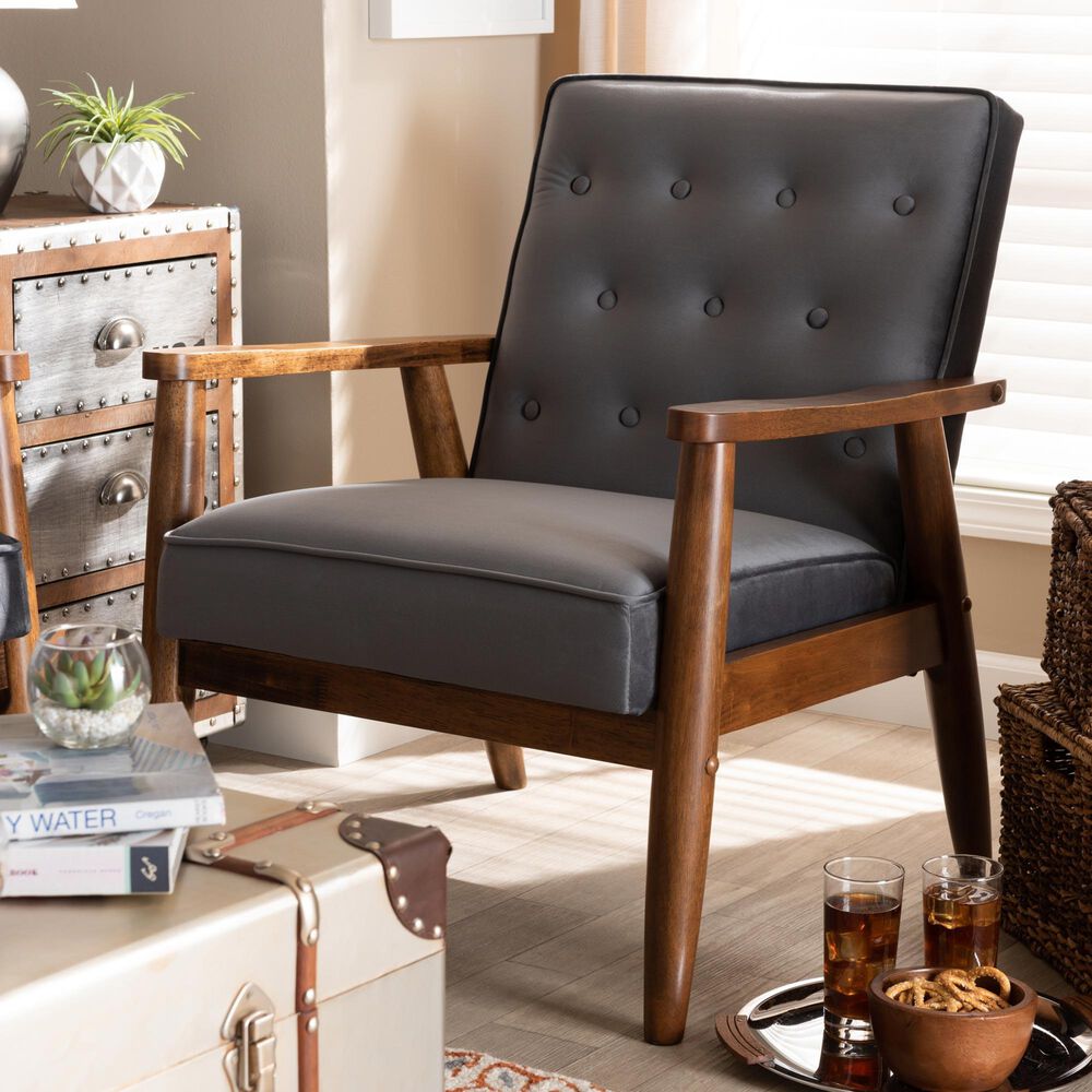 Baxton Studio Sorrento Arm Chair in Grey, , large
