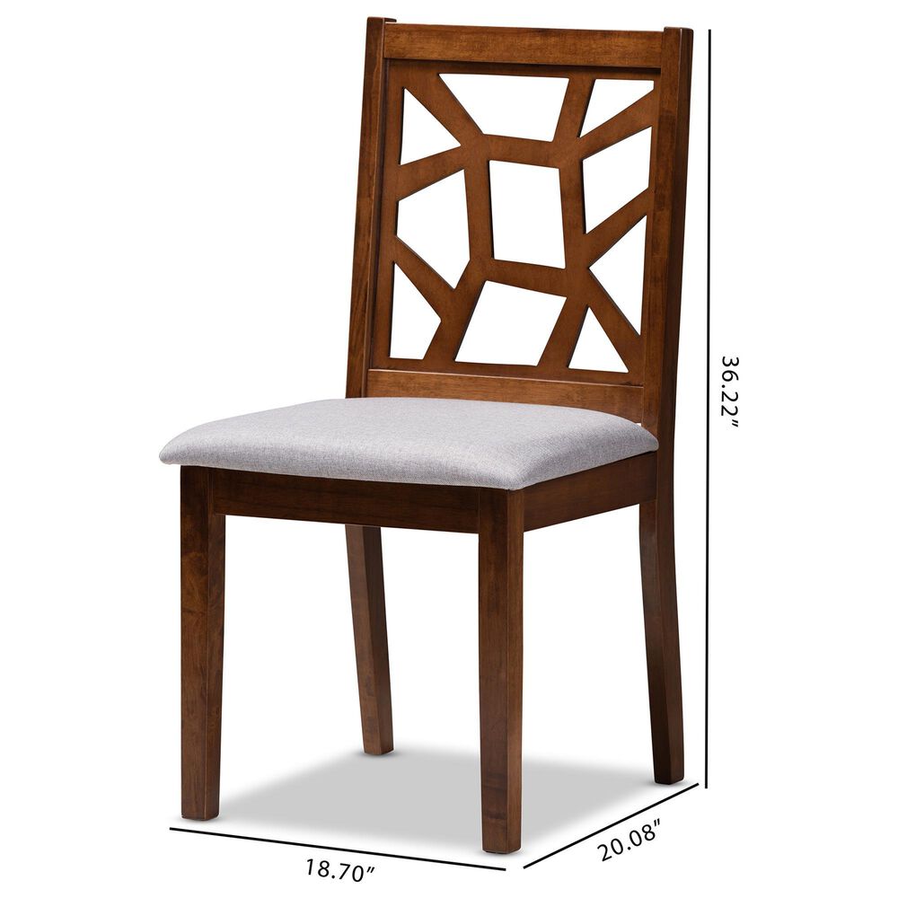 Baxton Studio Abilene Side Chair with Grey Cushion in Walnut Brown (Set of 2), , large