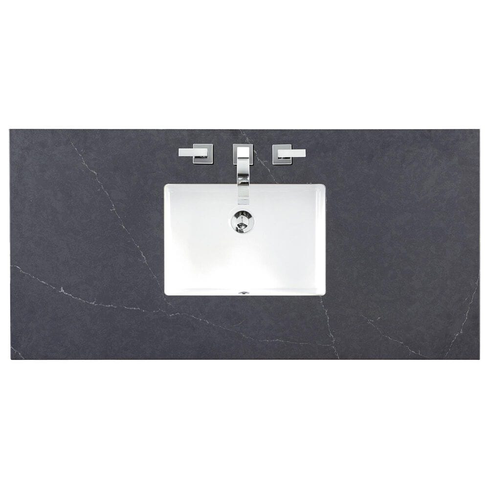 James Martin Vanities Marcello 48&quot; Single Bathroom Vanity in Chestnut with 3 cm Charcoal Soapstone Quartz Top and Rectangular Sink, , large