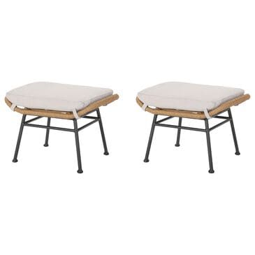Hearth and Haven Montana Outdoor Ottoman with Beige Cushion in Light Brown and Black (Set of 2), , large