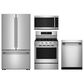 KitchenAid 4-Piece Kitchen Package with 31 Cu. Ft. French Door Refrigerator and 5 Cu. Ft. Smart Freestanding Gas Range in Stainless Steel, , large